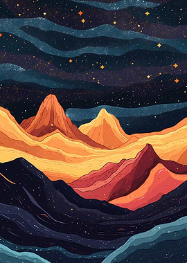 Night Sky Mountains