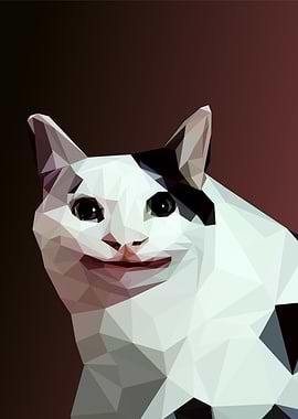 Smiling Cat in Low Poly Style