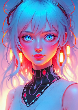 Anime Girl with Blue Eyes