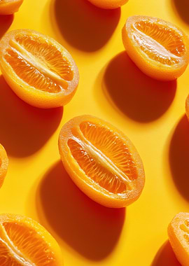 Orange Halves on Yellow
