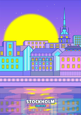 Stockholm City Pop Illustration