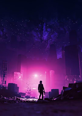Silhouette in Neon City Game