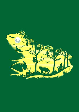 Forest Silhouette Frog