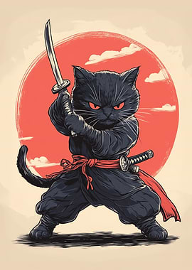 Samurai Cat Poster