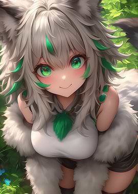 Anime Girl with Green Eyes Gaming