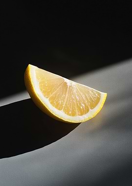 Lemon Slice on Black Background