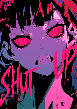 Anime Girl with Shut Up Text