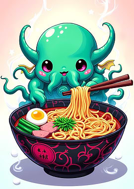 Cthulhu Eating Ramen - Noodles Of Madness