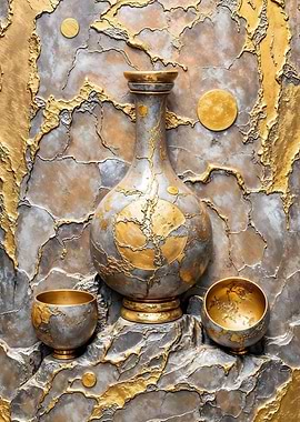 Gold & Silver Decorated Vase