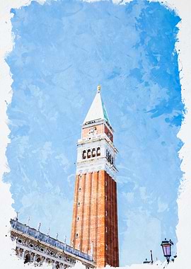 St. Mark's Campanile Watercolor