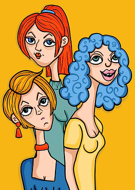 Three Cartoon Girls