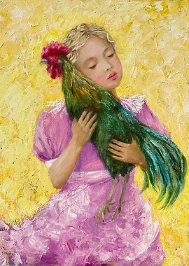 Girl Holding Rooster