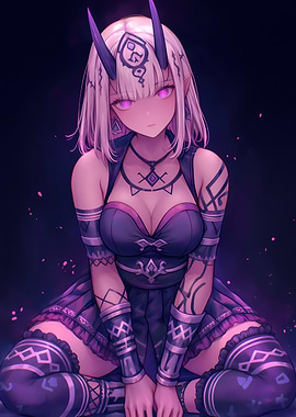 Purple-Haired Anime Girl Gaming