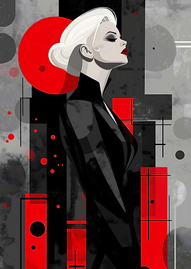 Red and Black Abstract Portrait