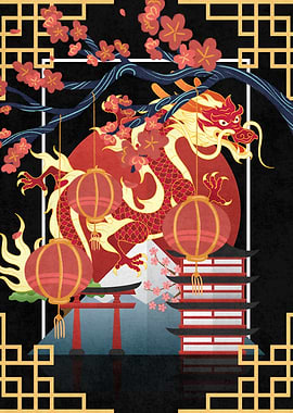 Japanese Dragon Art Print