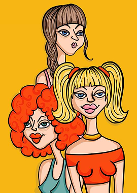 Three Cartoon Girls