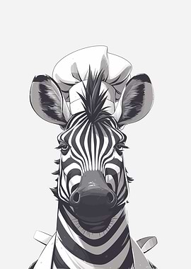 Zebra Chef Illustration, Kitchen Wall Art, Zebra Print, Colorful Kitchen Decor, Funny Poster, Zebra in Kitchen, Maximalist, Animal Print