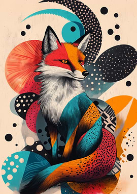 Stylish Fox Art Print | Ideal Gift for Animal Lovers and Trendy Home Decor | Fox in Abstract Art