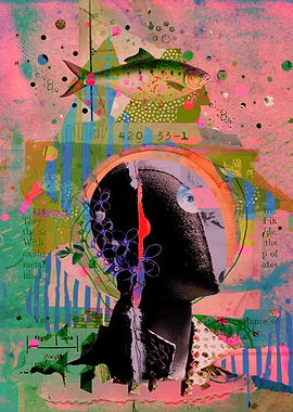Abstract Collage with Fish