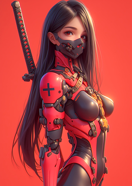 Cyberpunk Female Warrior Gaming