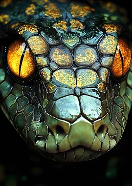 Green Snake Close-Up Animal