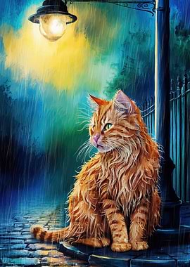 Wet Cat in the Rain