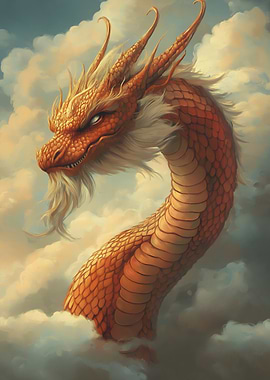 Golden Dragon in Clouds