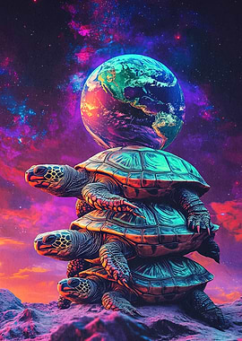Turtles Holding Earth