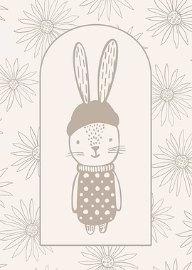 Cute Bunny with Flowers