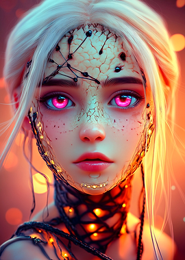 Cyberpunk Woman with Glowing Skin