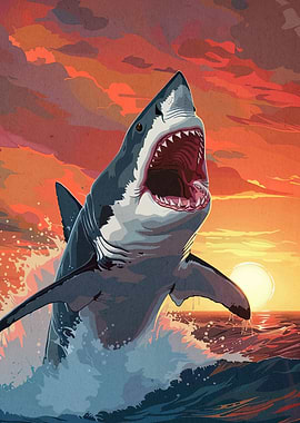 Great White Shark Sunset