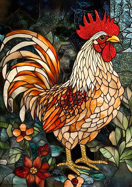 Stained Glass Rooster
