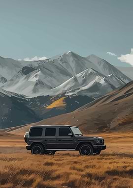 SUV in Mountain Landscape