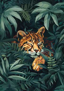 Leopard in Jungle Foliage