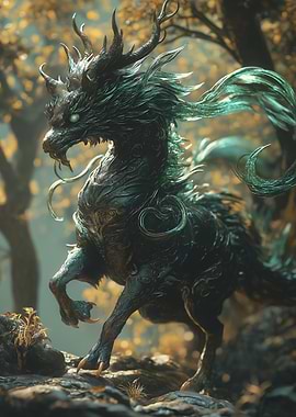 Black Dragon in Forest