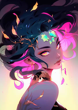 Anime Girl with Floral Crown