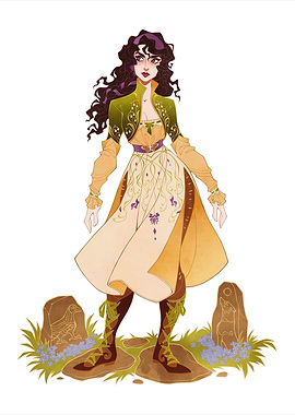 Fantasy Woman in Green and Gold