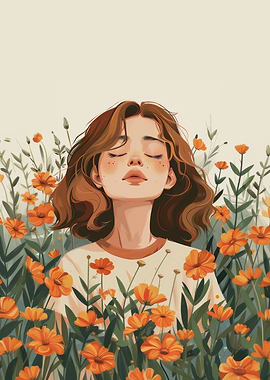 Girl in Flower Field