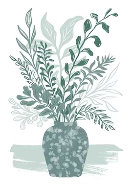 Green Floral Vase