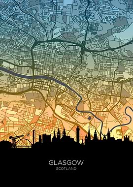 Glasgow Skyline Map