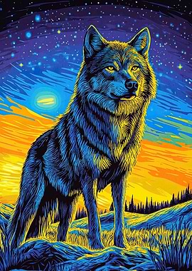 Wolf Starry Sky