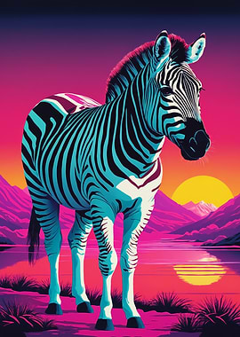 Neon Zebra Sunset