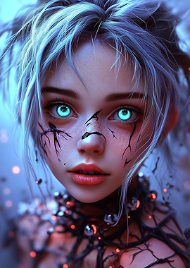 Cyberpunk Girl with Glowing Eyes