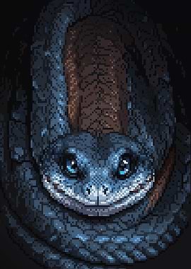 Blue Snake Pixel Art