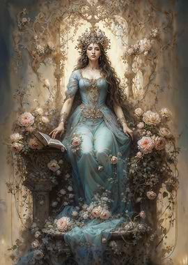 Goddess Minerva in Rose Garden