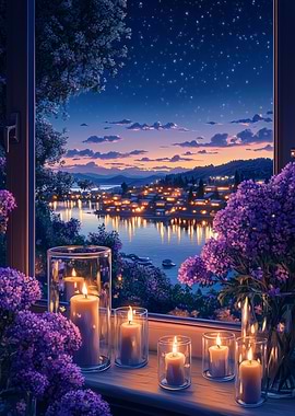 Nighttime View with Candles