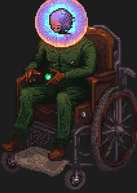 Pixel Art Man in Wheelchair