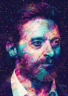 Abstract Portrait with Colorful Lines
