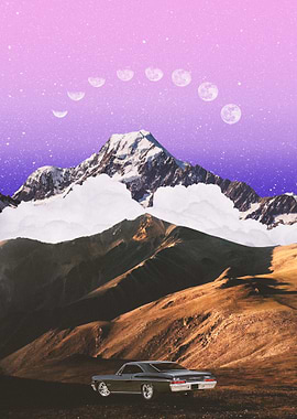 Classic Car Mountain Landscape