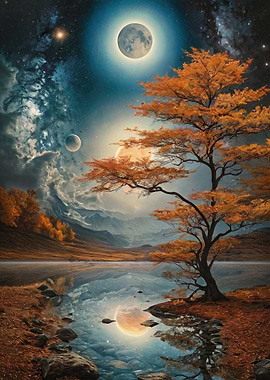 Autumn Night Sky on an Alien World